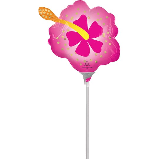 9" Neon Tropical Flower Stick Balloon